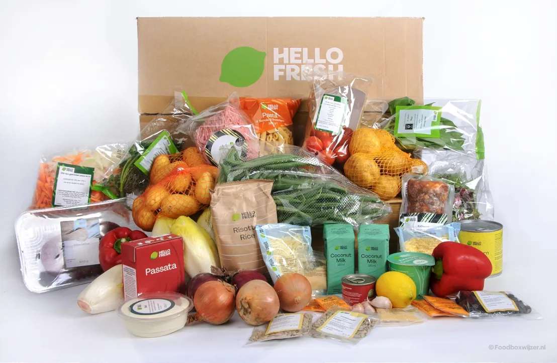 De maaltijdbox van HelloFresh met alle inhoud