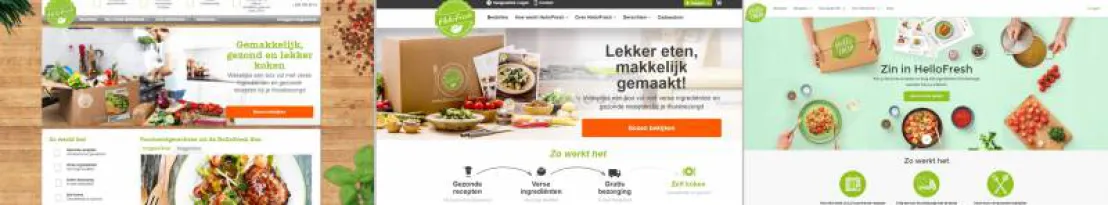 HelloFresh voorbeelden van hun website