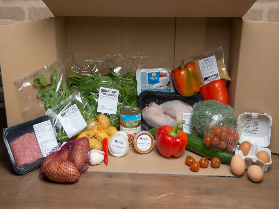Nomaals de inhoud van deze variatiebox, verschillende groenten, vlees en eieren