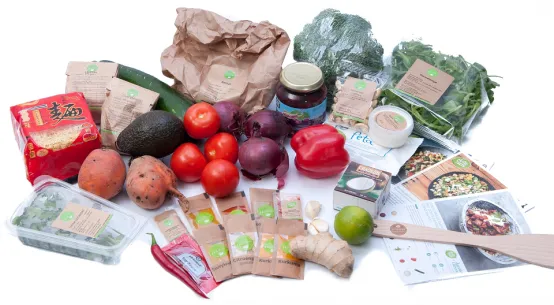 De maaltijdbox van HelloFresh met complete vegetarische inhoud