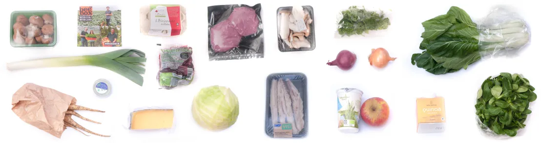 Alle verse ingrediënten die we gaan gebruiken om de gerechten te bereiden