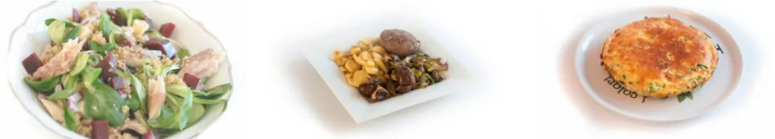 Collage van de drie gerechten die we gemaakt hebben
