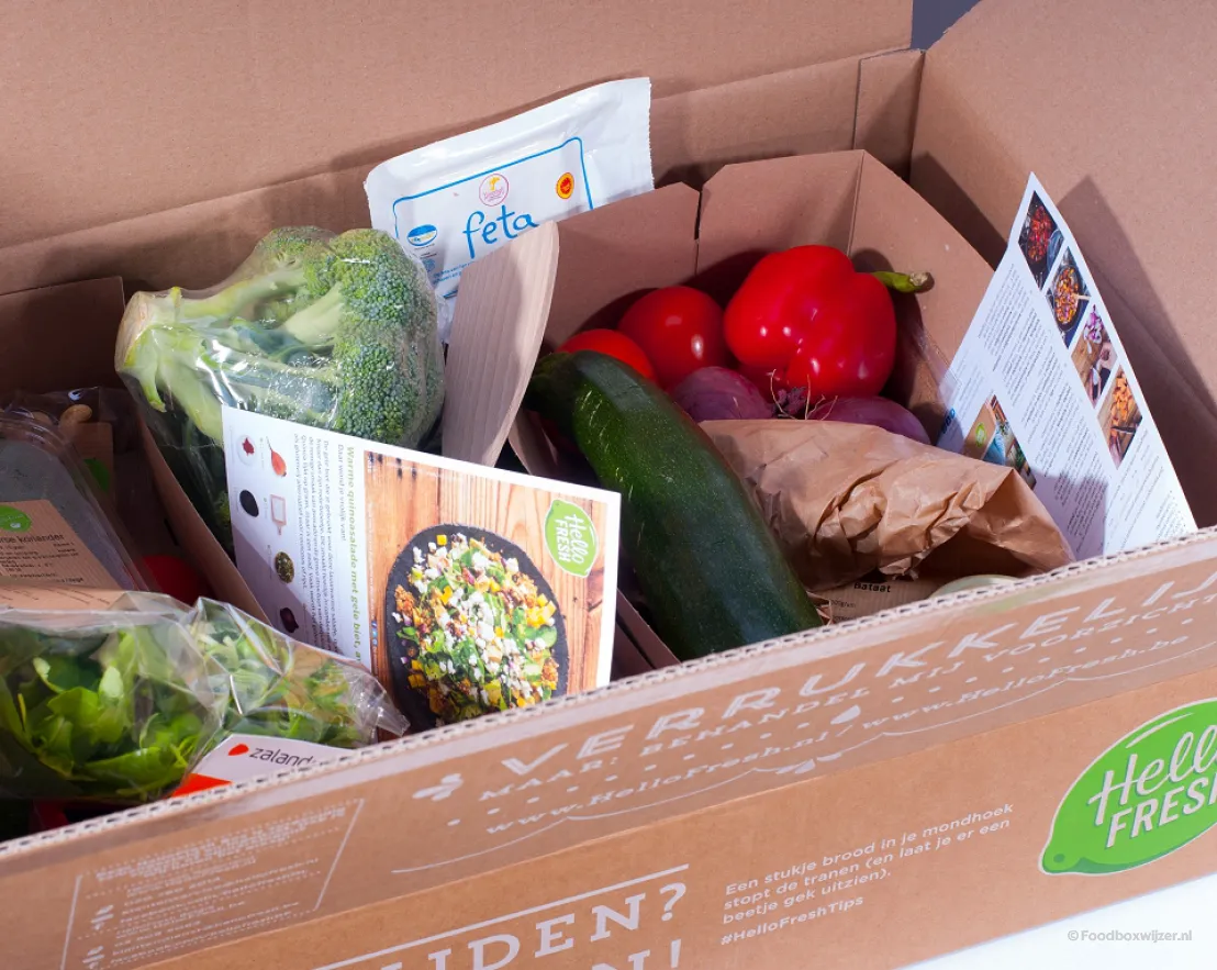 De HelloFresh veggiebox als we deze open maken