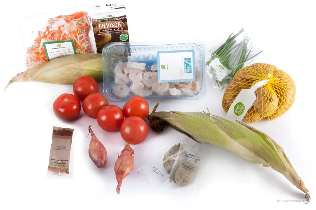 Ingrediënten voor romige soep met garnalen