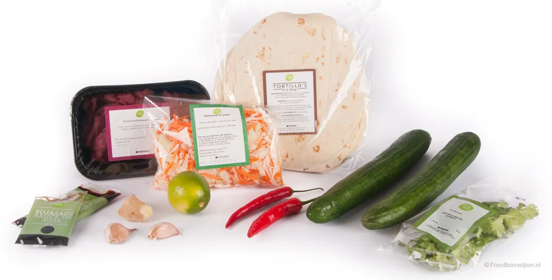 Ingrediënten voor Koreaanse wraps met biefstukpuntjes