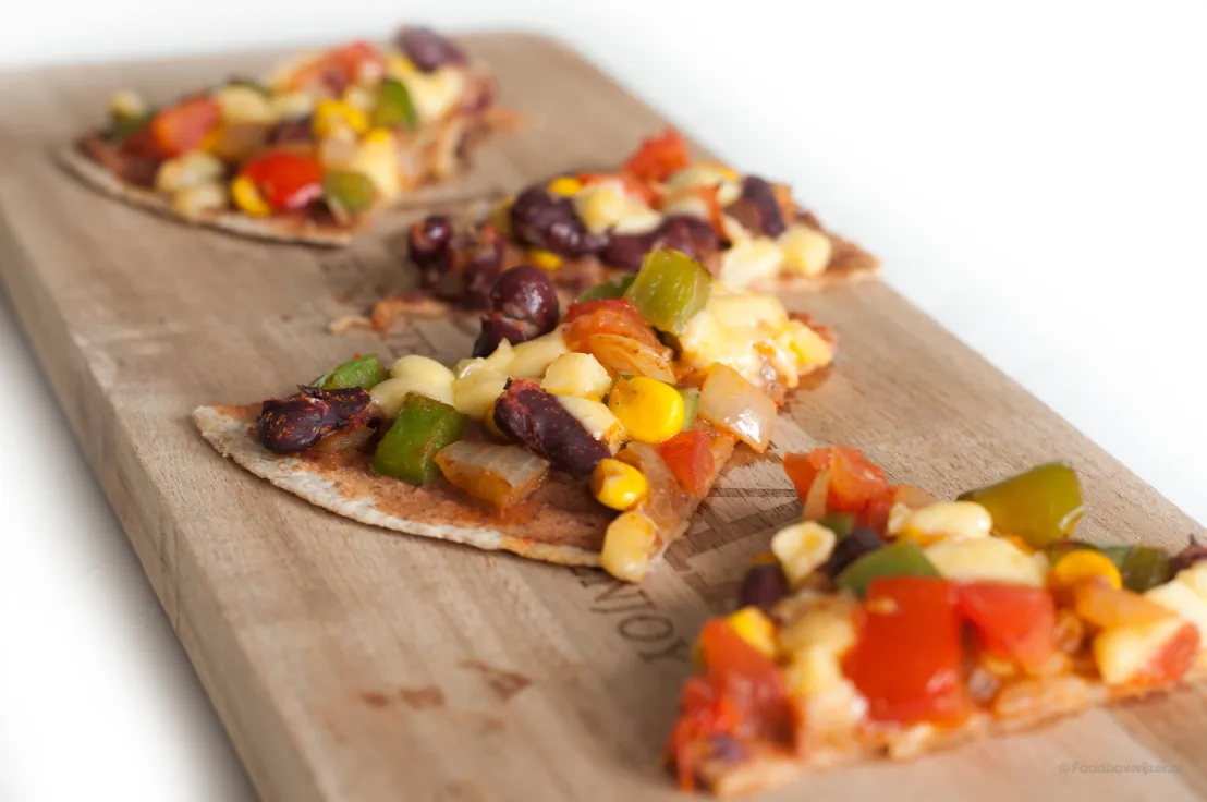 De Mexicaanse tortillapizza dichterbij