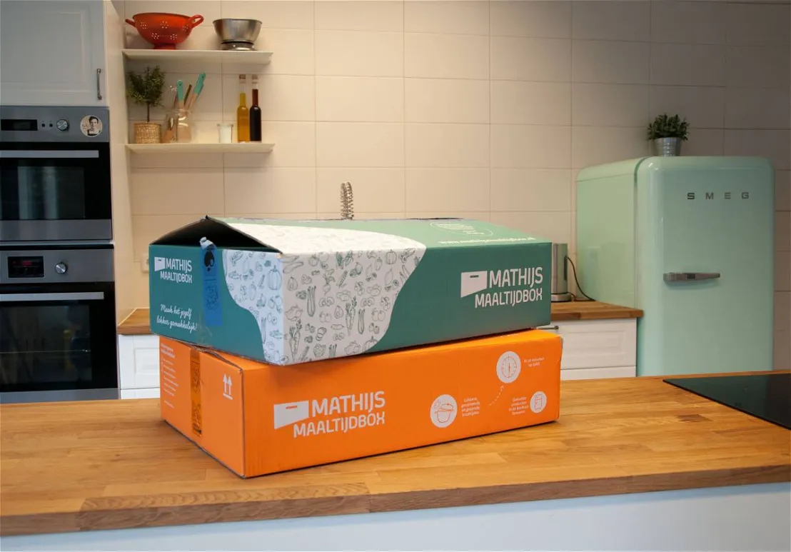 De maaltijdboxen van Mathijs op het keukenblad