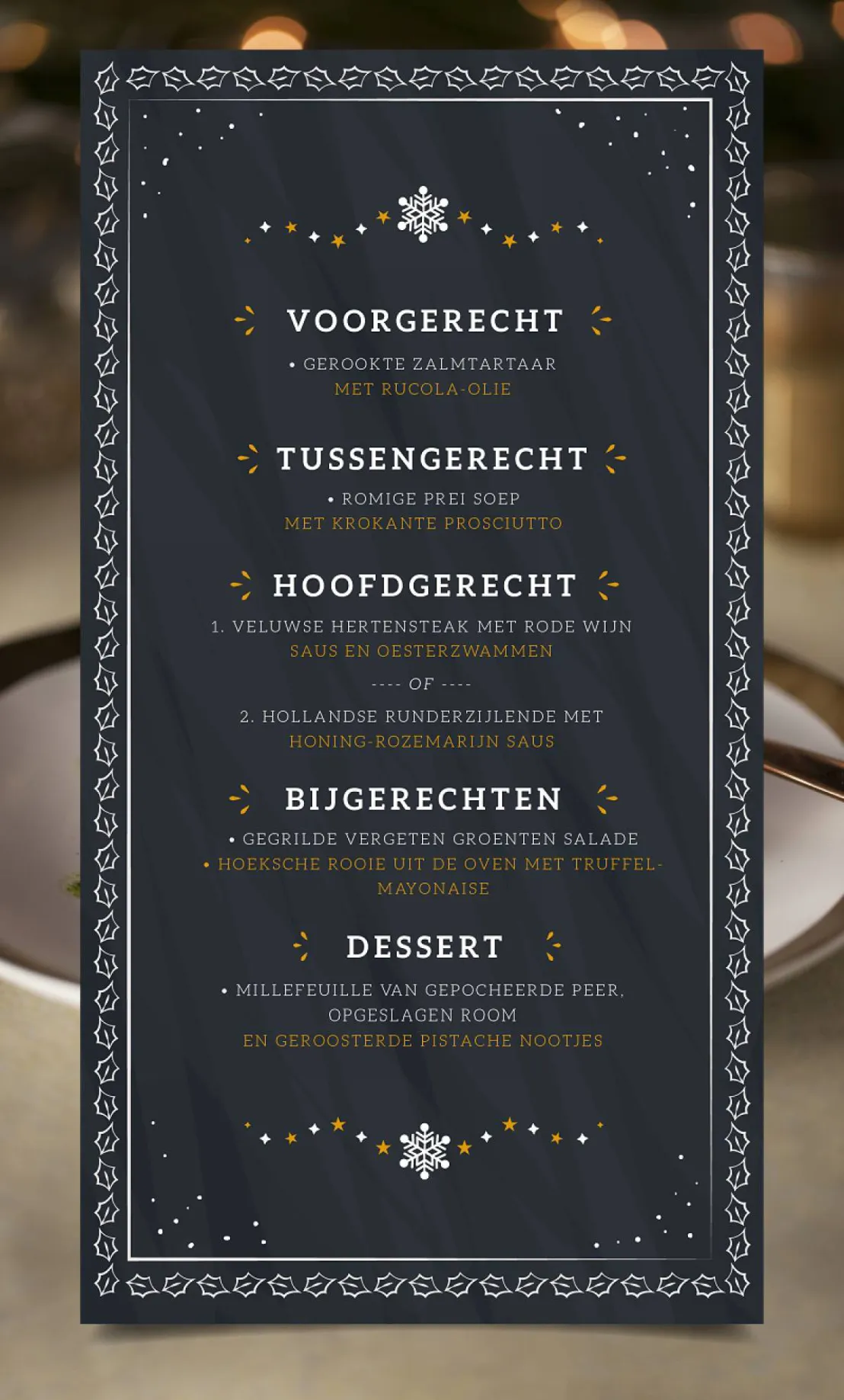 Het volledige menu van de kerstbox van Streekbox