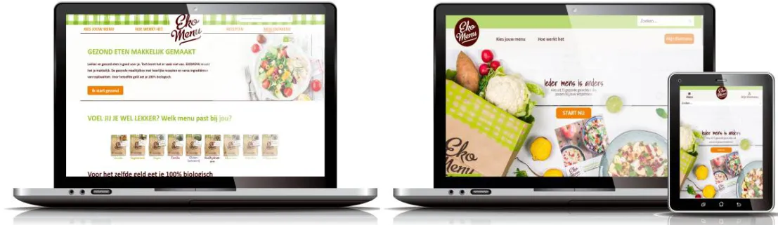 Twee laptops met daarop de oude en de nieuwe website van Ekomenu