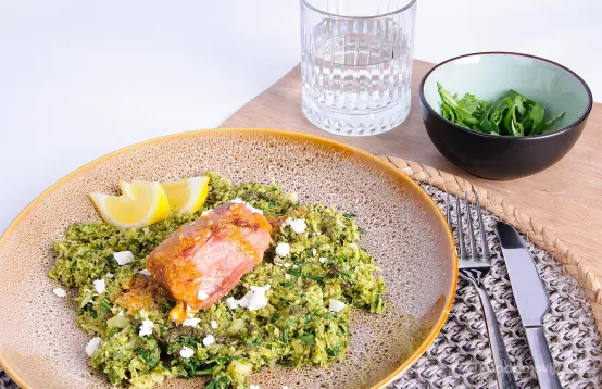Een gerecht van Green Chef waarbij we het recept hebben gevolgd en broccolipuree met eendenfilet hebben bereid