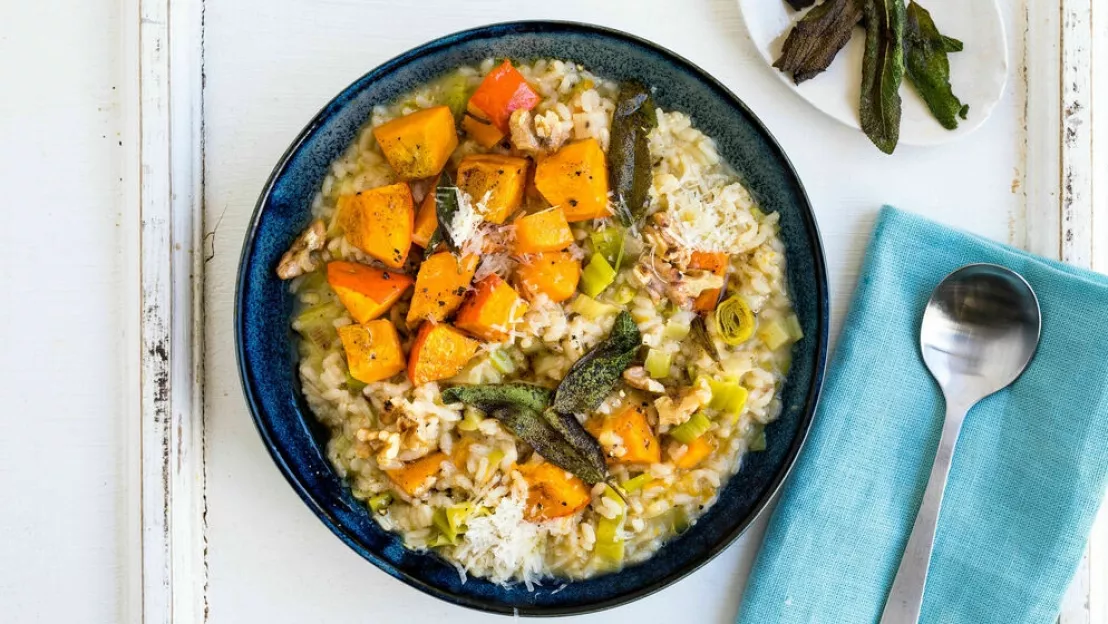 Herfstrisotto gemaakt met recept van Marley Spoon met heerlijke salieboter