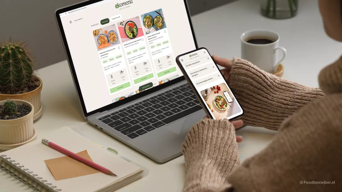Nieuwe website van Ekomenu op laptop en mobiel
