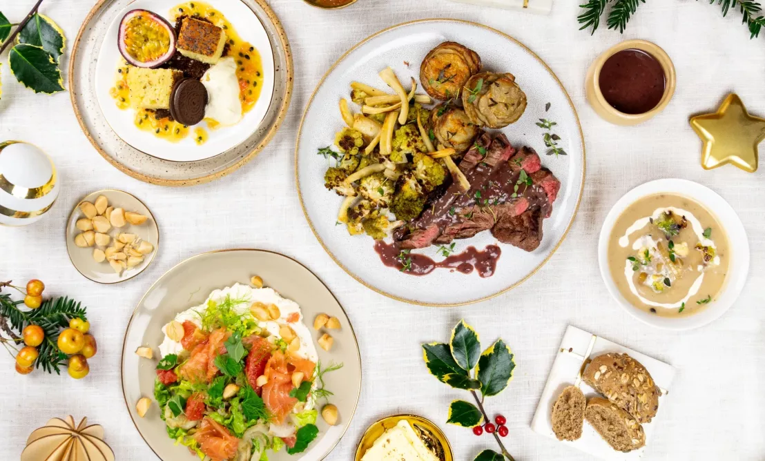 De 4 gerechten uit de kerstbox van ekomenu met een klassiek kerstmenu met vlees