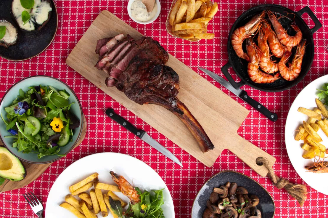 Het resultaat van onze surf en turf barbecue met verse producten van crisp