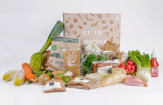 De producten uit de crisp weekbox om 3 gerechten mee te koken