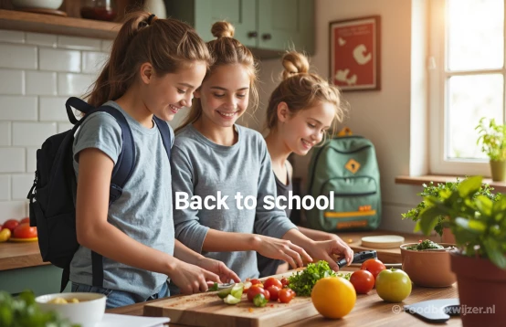 Kinderen zijn bezig met het voorbereiden van een maaltijd voor het gezin met de hellofresh maaltijdbox