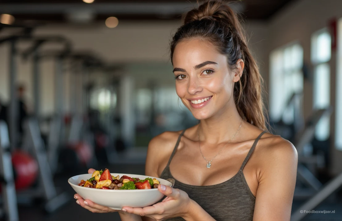 Vrouw maakt gezonde maaltijd klaar na sporten zoals hyrox zoals een maaltijd uit de maaltijdbox van Factor